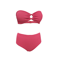 LADIES CRINKLE RING BANDEAU AND HIGH WAISTED BRIEF SET