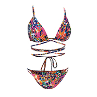 LADIES MULTI STRAPS BIKINI SET - ABSTRACT LEOPARD