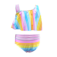 GIRLS LUREX STRIPE RAINBOW CROP TOP AND BRIEF SET