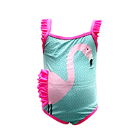 GIRLS FLAMINGO RUFFLES SWMISUIT