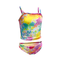 GIRLS RAINBOW TIE DYE TANKINI SET