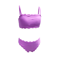 GIRLS SCALLOPED HEM BIKINI TOP AND BRIEF SET