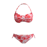 LADIES TIE DYE CROSS FRONT BANDEAU BIKINI SET