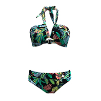 LADIES TROPICAL HALTER NECK BANDEAU SET