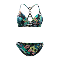 LADIES TROPICAL BIKINI SET WITH RACER BACK RING DETAILS