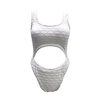 LADIES TOWELLING PALMS TEXTURE CUT-OUT SWIMSUIT